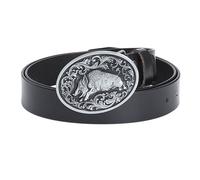 WRJAHCG Ceintures Homme, Ceinture de Occidental CowBoy, Ceinture en Cuir avec Motif de Sanglier Boucle Décorée en Alliage,Black a,125CM/49.2''