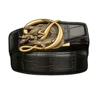 WRJAHCG Ceintures Homme Cliquet, Ceinture de Occidental CowBoy, Ceinture Crocodile en Cuir Véritable avec Boucle Décorative en Alliage à Motif Crocodile,Black a,130CM/51.2''
