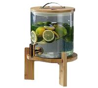 WRJAHCG Distributeur Boisson En Verre,Large Ouverture Pratique Avec Drinking Jar Avec Couvercle Hermétique Et Support Carafe Domestiques Pour Froide Chaude Drinking Jar,Faucet +base,5L