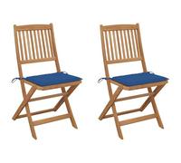 WRJENFSC 2X Chaises Pliantes Bois d’Acacia 48,5x57x91 cm avec Coussin Royal, Robustes pour Jardin terrasse Balcon, Pliage Gain de Place, Fauteuil de Jardin Exterieur et Chaise Camping