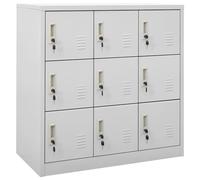 WRJENFSC Armoire à casiers verrouillables en acier avec 9 compartiments et support mural 90 x 45 x 92,5 cm Gris clair Pour bureau, entrepôt et maison