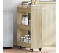 WRJENFSC Armoire à roulettes en chêne Sonoma 60 x 22 x 79 cm - Buffet avec roulettes pivotantes - Espace de rangement pour boissons, magazines, décoration pour salon, cuisine, bureau