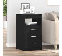 WRJENFSC Armoire à tiroirs - Aspect chêne - Noir - 40 x 50 x 76 cm - En matériau dérivé du bois avec 3 tiroirs et compartiment de rangement - Organiseur pour cuisine, bureau et salon