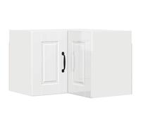 WRJENFSC Armoire d'angle murale de cuisine - Blanc brillant - 57 x 57 x 40 cm - Armoire murale d'angle moderne en bois avec 2 portes et étagères pour vaisselle et fournitures - Rangement peu