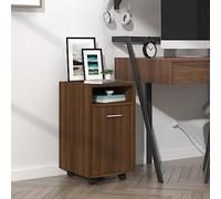 WRJENFSC Armoire d'appoint marron aspect chêne 33 x 38 x 60 cm - Buffet mobile avec roulettes et espace de rangement pour boissons, décoration et magazines