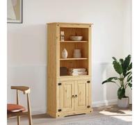 WRJENFSC Armoire de buffet style Mexique en pin massif - 80 x 40 x 170 cm - Avec détails en métal - Armoire de salon rustique pour salle à manger et cuisine
