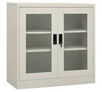 WRJENFSC Armoire de bureau en acier avec verre trempé 90 x 40 x 90 cm 2 étagères réglables verrouillables pour bureau, archives et bureau à domicile