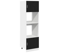 WRJENFSC Armoire de cuisine avec étagère pour micro-ondes - Aspect chêne noir - Meuble de rangement moderne avec 3 étagères - 60 x 57 x 207 cm - En bois - Pour la cuisine