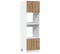 WRJENFSC Armoire de cuisine pour micro-ondes, en chêne Artisan, 60 x 57 x 207 cm, en bois massif, garde-manger avec 4 compartiments et ouverture de porte variable