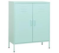 WRJENFSC Armoire de rangement en acier vert menthe avec 2 portes et étagères réglables 80 x 35 x 101 5 cm pour salon, cuisine et jardin