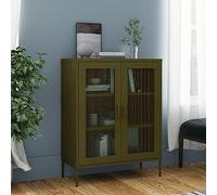 WRJENFSC Armoire de rangement en acier vert olive 80 x 35 x 101,5 cm avec 2 portes et étagères réglables pour salon, cuisine et jardin