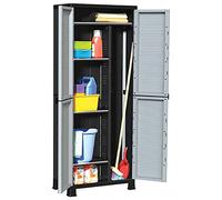 WRJENFSC Armoire de rangement grise 68 x 39 x 171 cm en plastique avec 6 étagères verrouillables pour garage, bureau et jardin