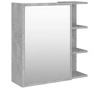 WRJENFSC Armoire de salle de bain avec miroir - Gris béton - Armoire suspendue avec 5 compartiments - Meuble de salle de bain moderne en bois et acrylique - 62,5 x 20,5 x 64 cm