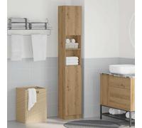 WRJENFSC Armoire de Salle de Bain chêne Artisanal 32x25,5x190 cm Bois d'ingénierie étagère Haute Rangement Toilettes Meuble sous lavabo Colonne idéal pour Salle d'eau et WC