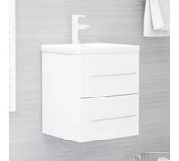 WRJENFSC Armoire d'évier Blanc 41x38,5x48 cm Bois d'ingénierie, Meuble Salle de Bain Rangement Compact, Design Moderne avec tiroir, Lave Main sous lavabo pour Petit Espace