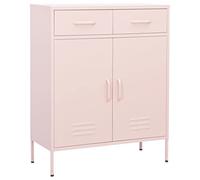 WRJENFSC Armoire en acier rose 80 x 35 x 101,5 cm avec 2 portes et 2 tiroirs pour rangement dans le salon, le bureau ou le jardin