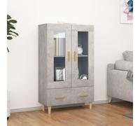 WRJENFSC Armoire haute, gris béton, 70 x 31 x 115 cm, en matériau dérivé du bois, avec 2 compartiments et tiroir, buffet haut moderne pour salon, couloir, bureau