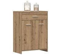 WRJENFSC Armoire Salle de Bain 60x33x80 cm Bois chêne, 1 tiroir 2 Portes, Fixations incluses, Rangement WC/lavabo