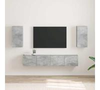 WRJENFSC Armoire TV basse en béton - 30 x 31 x 60 cm - En bois - Montage mural - Peu encombrant - Avec 2 portes rabattables et 2 étagères - Buffet moderne pour salon, chambre à coucher, couloir