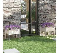 WRJENFSC Bac Potager surélevé 70x70x70 cm 2 pcs en pin Massif Blanc, jardinière Haute pour extérieur Balcon et terrasse, Volume généreux et Montage Simple pour Jardin Urbain