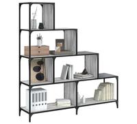WRJENFSC Bibliothèque à 4 étages - Gris Sonoma - 139 x 33,5 x 149 cm - Armoire haute étroite en bois et acier - Étagère stable avec design peu encombrant pour salon, bureau ou chambre à coucher