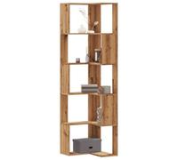 WRJENFSC Bibliothèque d'angle à 5 étages en chêne artisan - 50 x 50 x 179 cm - Armoire haute étroite pour étagère d'angle salon, cuisine, bureau - Peu encombrante et robuste