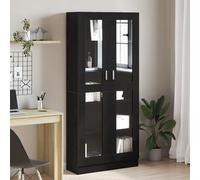 WRJENFSC Bibliothèque étroite avec 2 portes, aspect chêne noir, 82,5 x 30,5 x 185 cm, étagères réglables, design moderne, pour salon, bureau