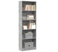 WRJENFSC Bibliothèque étroite et haute, en matériau dérivé, gris béton, 60 x 24 x 176 cm, avec compartiments ouverts, pour une utilisation polyvalente dans le salon, le bureau ou la chambre à coucher