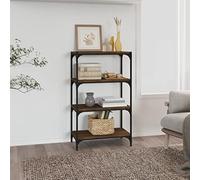 WRJENFSC Bibliothèque étroite et haute, marron, aspect chêne, en acier, 60 x 33 x 100 cm, style industriel, avec 4 étagères, pour salon, bureau