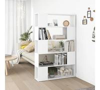 WRJENFSC Bibliothèque moderne séparateur de pièce comme armoire blanche 100 x 24 x 155 cm en matériau dérivé du bois avec 5 compartiments pour espace de rangement dans le salon ou le bureau à domicile