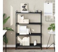 WRJENFSC Bibliothèque noire à 4 étages en bois et métal, 80 x 30 x 120 cm, étroite, stable, avec pieds réglables, pour salon, livres et décoration
