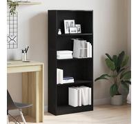 WRJENFSC Bibliothèque, noire, aspect chêne, 60 x 24 x 143 cm, étroite, haute, avec 4 compartiments en bois dérivé du bois, espace de rangement pour salon