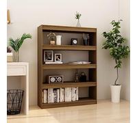 WRJENFSC Bibliothèque séparateur de pièce, en pin massif, 100 x 30 x 135,5 cm, étroite, haute, marron miel, polyvalente pour salon, bureau ou décoration