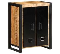 WRJENFSC Buffet 55 x 35 x 70 cm en bois de manguier brut massif avec pieds en fer - Design industriel moderne - Grand espace de rangement pour salon, cuisine, couloir