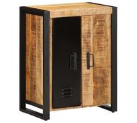 WRJENFSC Buffet 55 x 35 x 70 cm en bois de manguier massif et fer - Armoire de salon industrielle avec espace de rangement - Design moderne pour salon, couloir, chambre à coucher