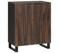 WRJENFSC Buffet 60 x 33,5 x 75 cm en bois de noyer massif avec 2 portes - Aspect maison de campagne moderne - Meuble de rangement robuste pour salon, chambre à coucher, bureau