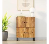 WRJENFSC Buffet 60 x 33 x 75 cm en bois de manguier massif avec pieds en fer massif - Meuble de rangement industriel - Pour salon, cuisine, salle à manger, couloir