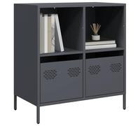WRJENFSC Buffet anthracite 68 x 39 x 73,5 cm en acier laminé à froid - Meuble bas moderne avec 2 tiroirs et étagères ouvertes - Armoire de rangement stable pour salon, couloir, chambre à coucher