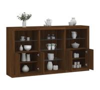 WRJENFSC Buffet avec éclairage LED RVB - Aspect chêne marron - 181 cm - 5 x 37 x 100 cm - Meuble de cuisine, salon, couloir - Meuble bas moderne pour salon, couloir et chambre à coucher