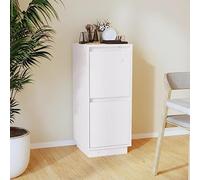 WRJENFSC Buffet blanc 31,5 x 34 x 75 cm en pin massif avec 2 portes, commode de rangement pour salon, couloir, bureau, design maison de campagne moderne avec pieds flottants