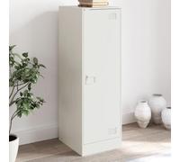 WRJENFSC Buffet blanc 34,5 x 39 x 107 cm en acier laminé à froid, meuble bas moderne avec 3 compartiments et 1 porte, armoire de rangement stable pour salon, couloir et bureau, look industriel
