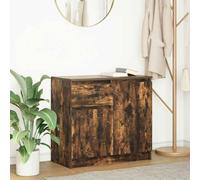WRJENFSC Buffet chêne fumé 71 x 35 x 65 cm en matériau dérivé du bois avec tiroir et étagère - Meuble bas moderne pour salon, cuisine, couloir - Armoire de rangement peu encombrante