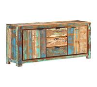 WRJENFSC Buffet de 175 cm de large en bois massif recyclé, vintage, industriel, style maison de campagne avec 3 tiroirs, 2 portes, pour salon, chambre à coucher, couloir