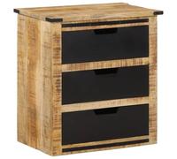 WRJENFSC Buffet en bois de manguier 55 x 35 x 60 cm avec 3 tiroirs - Rétro industriel - Armoire de salon avec support mural pour cuisine, couloir, chambre à coucher