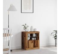 WRJENFSC Buffet en bois massif vieilli avec LED - 60,5 x 37 x 67 cm - Pour salon, cuisine, salle à manger, maison de campagne - Charme vintage