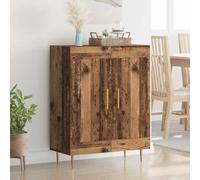 WRJENFSC Buffet en bois recyclé - 69,5 x 34 x 90 cm - Avec pieds coniques en fer - Meuble bas industriel moderne pour salon, salle à manger, couloir, espace de rangement avec 2 portes