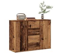 WRJENFSC Buffet en bois recyclé 88 x 30 x 64 cm, 4 tiroirs 2 portes, meuble bas industriel vintage pour salon, couloir, cuisine, bureau