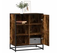 WRJENFSC Buffet en chêne fumé 62 x 35 x 76 cm en matériau dérivé du bois et métal - Design industriel moderne avec fixation murale robuste - Commode polyvalente pour salon, couloir, chambre à coucher