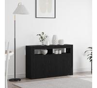 WRJENFSC Buffet en chêne noir - 116 x 30 x 75 cm - Moderne - Avec LED à changement de couleur - Grand espace de rangement - Commode de cuisine, couloir - Bois technique pour salon, salle à manger