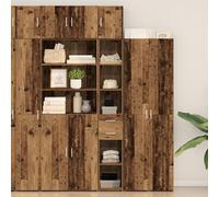 WRJENFSC Buffet fin en bois recyclé chêne - 30 x 42,5 x 225 cm - Marron patiné - Avec porte - Espace de rangement pour salle à manger, cuisine, couloir et bureau